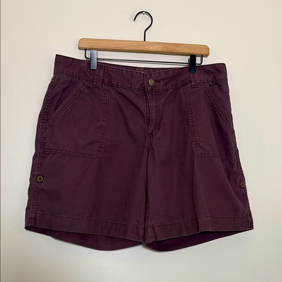 Carhartt El Paso Shorts Women’s Cotton Relaxed Fit Roll Tab Burgundy Size 16 - Picture 2 of 14